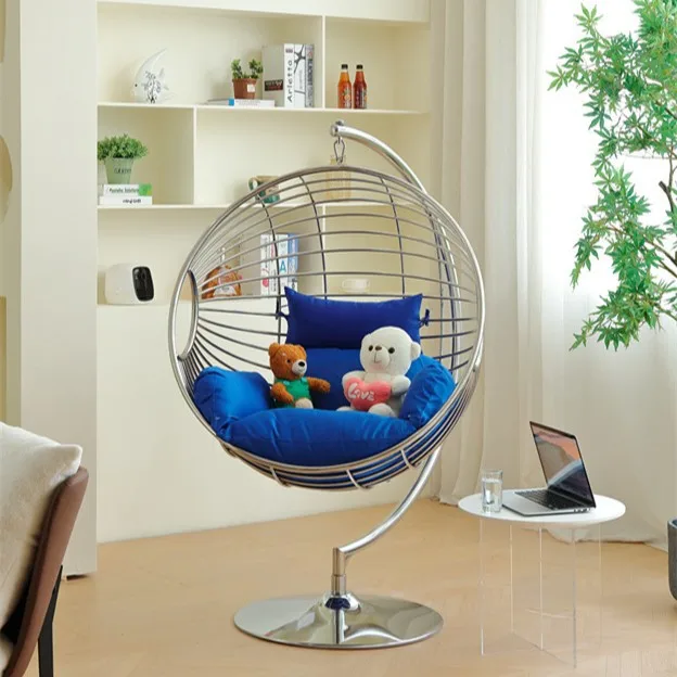 

Luxury Balcony Hanging Chair Stainless Steel Metal Hanging Basket Adult Home Outdoor Cradle Swing Hammock Hanging Rocking