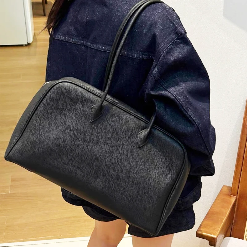 Genuine Leather Tote Bags For Women Luxury Designer Handbags And Purses 2025 New In Cowhide Lychee Texture Elena Grain Shoulder