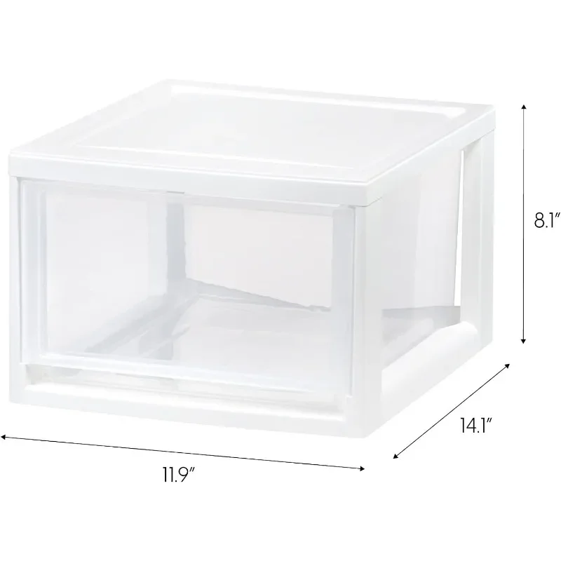 Белые штабелируемые органайзеры для ящиков, 14,5 Qt — 3 упаковки, пластиковые контейнеры для хранения для домашнего офиса, стола, шкафа, кухонного шкафа, организация