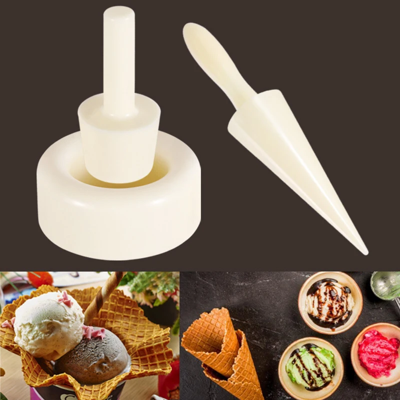 3Pcs Crispy Waffle Cone Mold Kit Plastic Cream Horn Mold Cone Roller Egg Roll DIY Mold Kitchen Cooking Baking Decorating