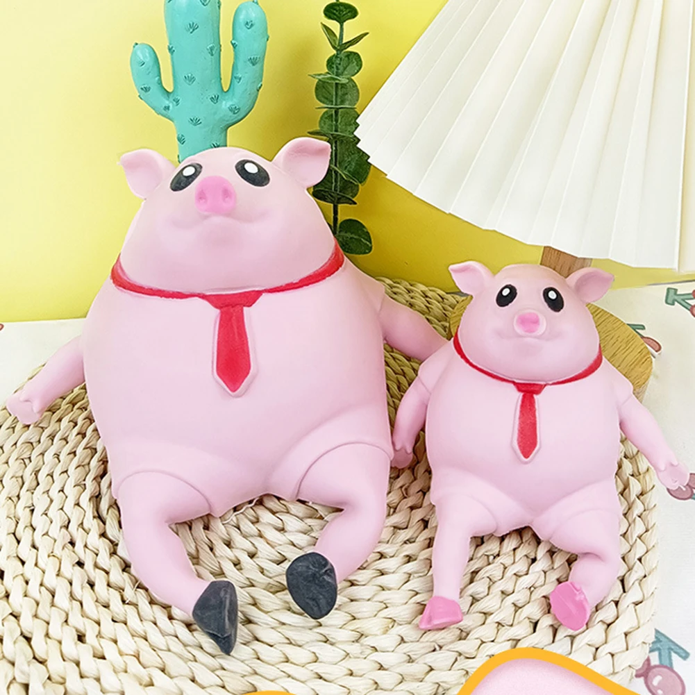 Cute Cartoon Toy Pink Little Pig Ornaments Squeezing Stretch Cartoon Toy Pig Desktop Decorations Decompression Kids Gifts