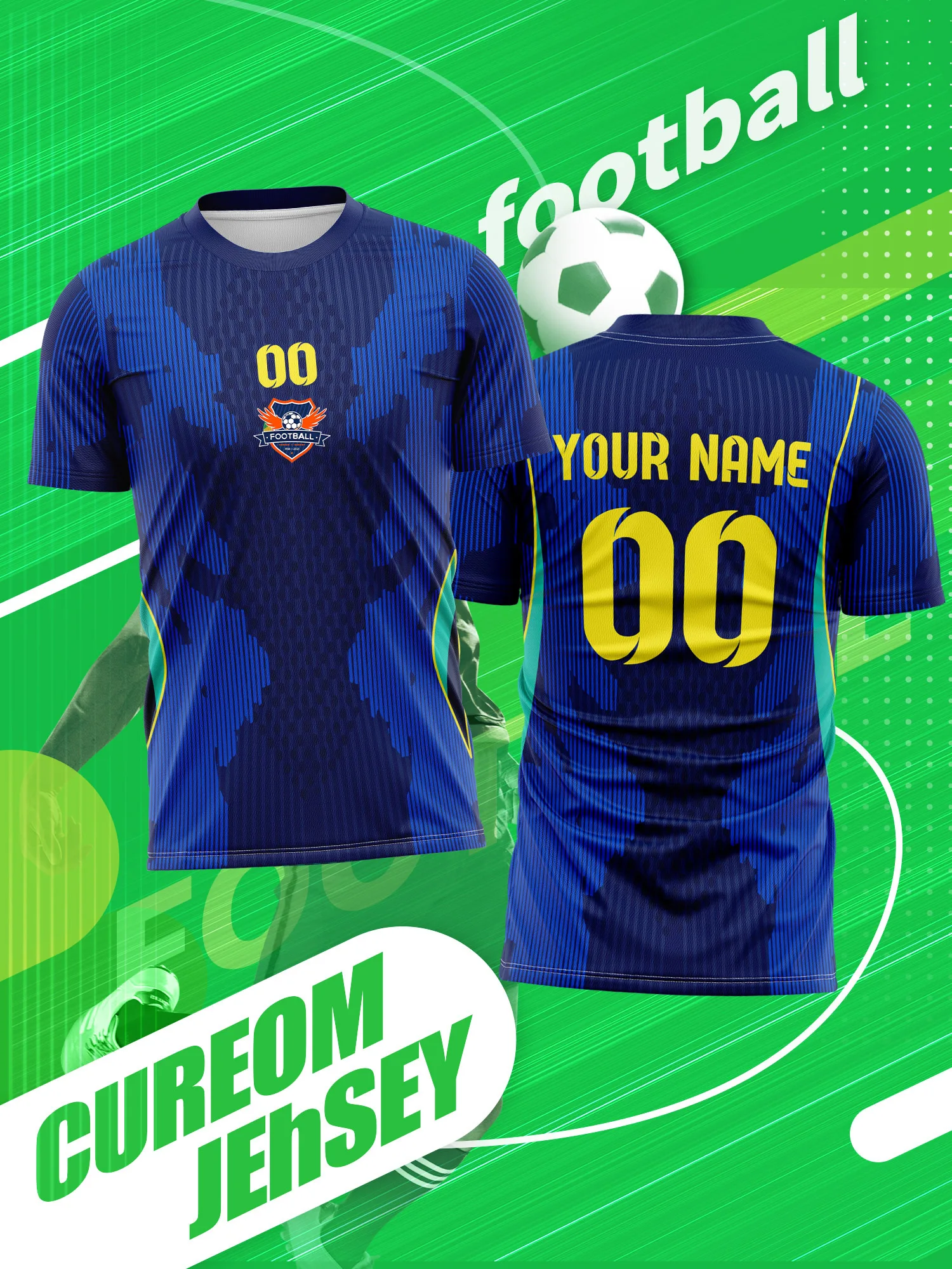 

Футбольная форма с индивидуальным дизайном: фото, имя, номер. Для матчей лиги, турниров и соревнований. Официальный стиль.