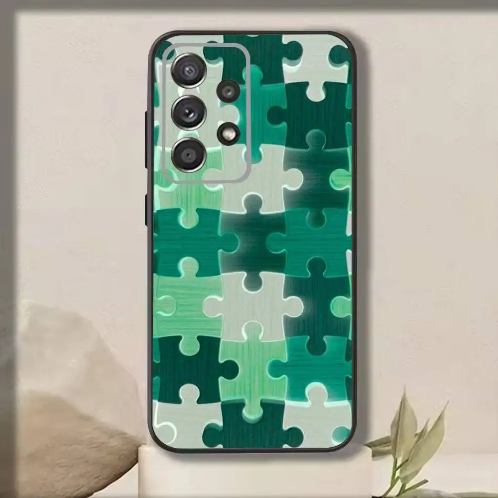 P-Puzzle P-Pattern  Phone Case For Samsung S25,S24,S21,S22,S23,S30,Ultra,S20,Plus,Fe,Note,10,9,5G Black Cover