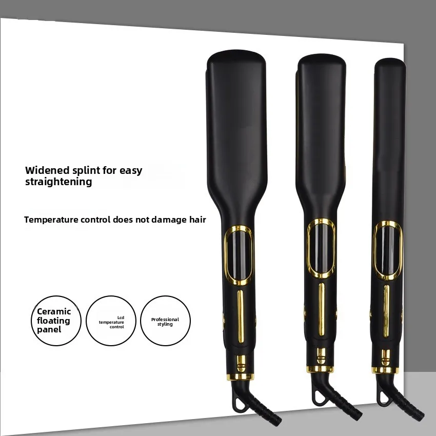 

Wide Board Digital Display Hair Straightener Special for Barber Shops Roll and Straighten Dual-purpose Clip, Bangs Straightener