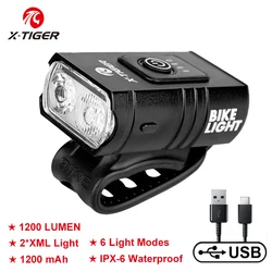 X-TIGER Bicycle Light 1200LM Front Lamp USB Rechargeable LED Mobile Power Supply Waterproof Mountain Bike Headlight Bicycle Acce