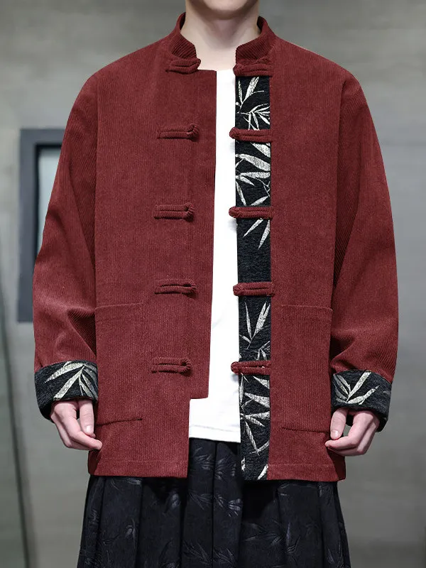 

Вельветовый мужской тюнет, осенний новый костюм в стиле ретро, костюм Blo Tang, новый китайский костюм с воротником-стойкой на пуговицах, верхняя одежда ханьфу