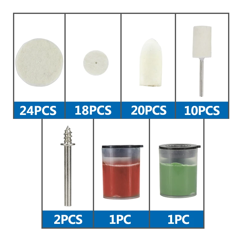 XCAN 76pcs Wool Felt Polishing Buffing Round Wheel Polisher Equipment Abrasive Disc For Jade Metal Glass Marble Ceramics