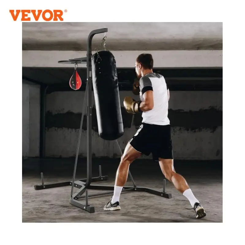 VEVOR 2 in 1 Punching Bag Stand Steel Heavy Duty Workout Equipment Adjustable Height Boxing Punching Bag Holds Up to 400 lbs