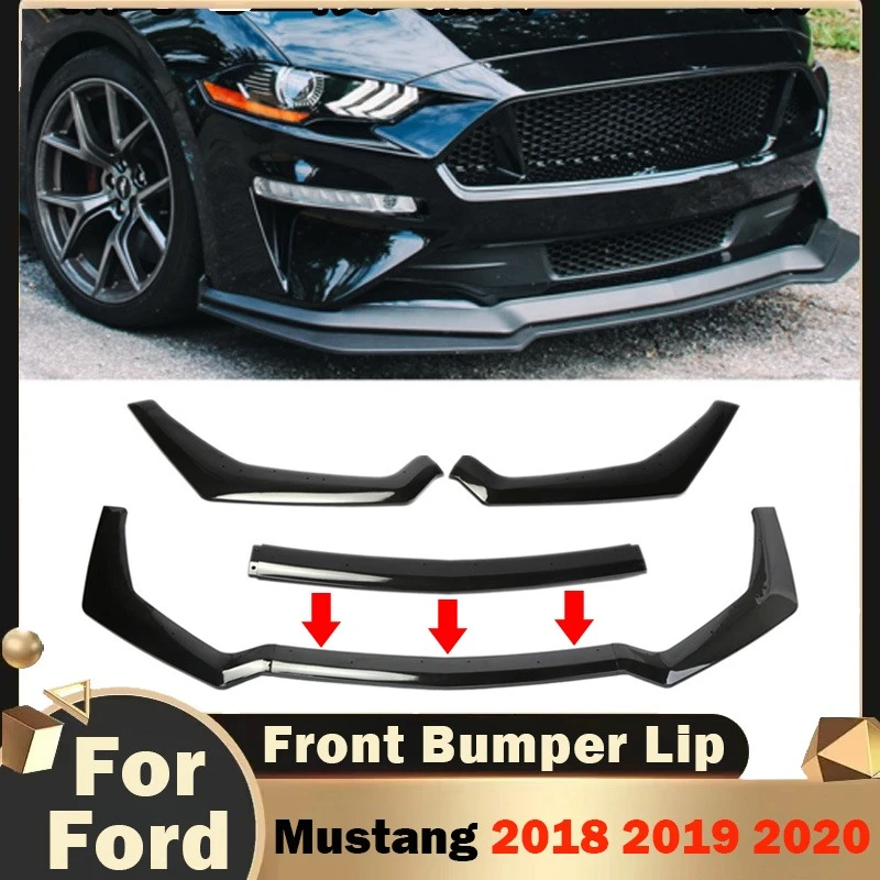 

Front Bumper Lip for Ford Mustang 2018 2019 2020 Body Kit Splitter Spoiler Diffuser Lip Lower Surround Shovel Guard GT Style
