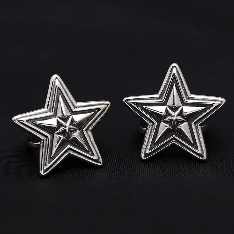 Manufacturer wholesale S925 pure silver five pointed star large ring for men, retro Thai silver Korean version personalized ring