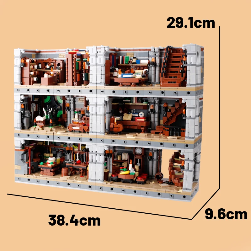 MOC Medieval Construct Accessories Building Blocks Street View House Furniture Bookstore Desk Kitchen Map Bricks Friend Toy Gift