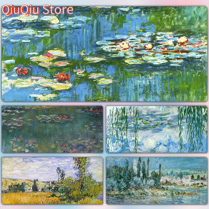 

Коврик для мыши с картиной маслом «Водная лилия», большой размер, высококачественный компьютерный офисный коврик для клавиатуры, настольный коврик, Ван Гог Моне, зеленые настольные коврики