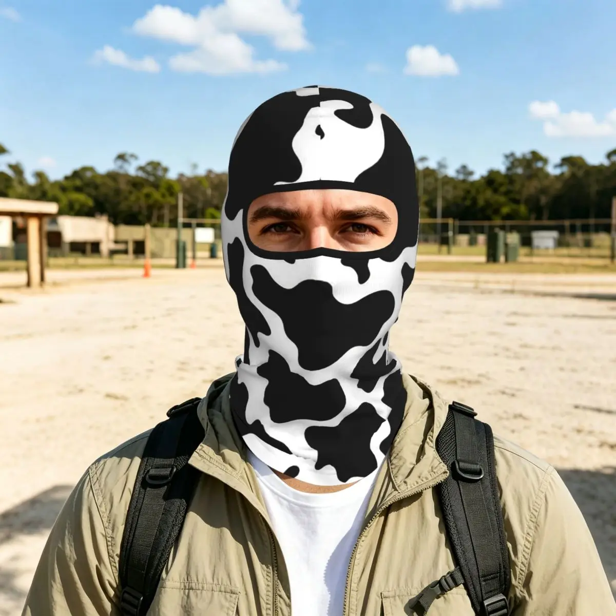 Cow Spots Animal Breathable Thin Balaclava Full Face Mask Sun Protection Neck Gaiter For Motorcycle Cycling Fishing Outdoor
