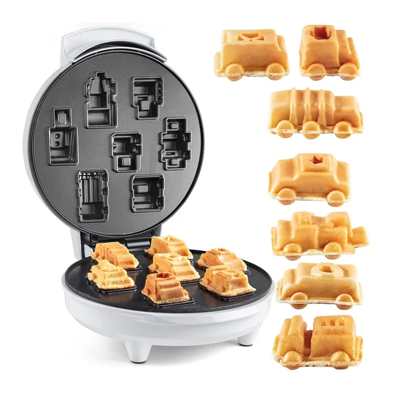 Plates Customization Mini Waffle Makers Cooking Car Truck Mold Waffle Sandwich Cake Multi- Purpose Electric Nonstick Waffle Iron