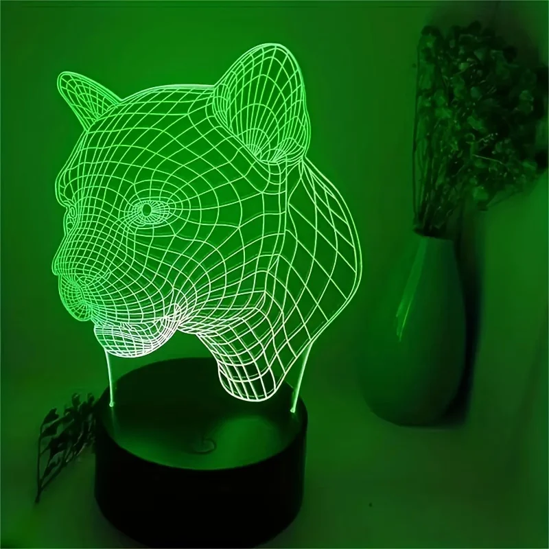 Cheetah Avatar 3D Night Light with Touch Switch 7 Color Conversion Desk Lamp Living Room Decor LED Night Lights Mood Lamps Gift