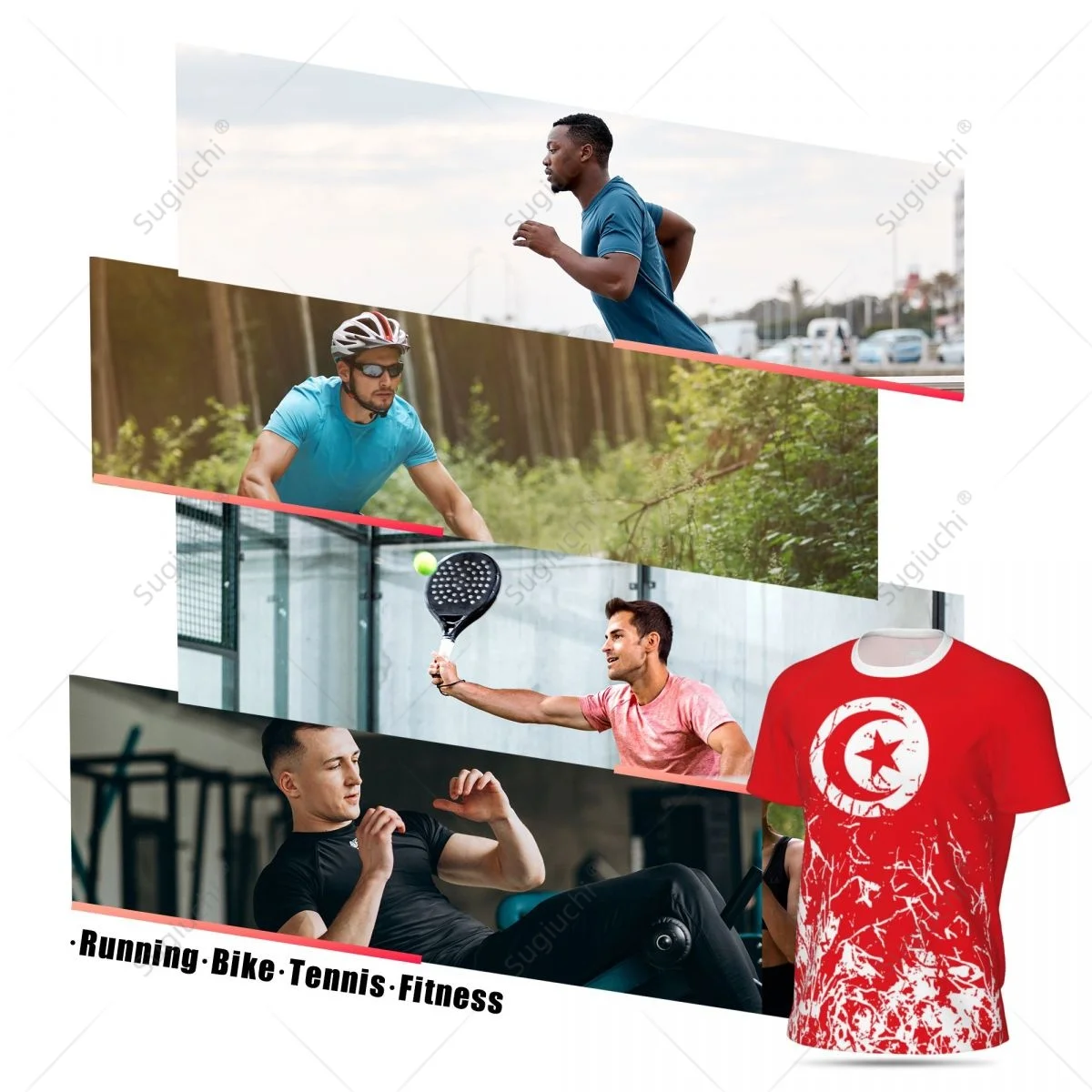 Exclusive design Tunisia Flag Grain 3D Printed Men For Running Bike Soccer Tennis Fitness Sports tshirt Mesh Fans Short T-shirt