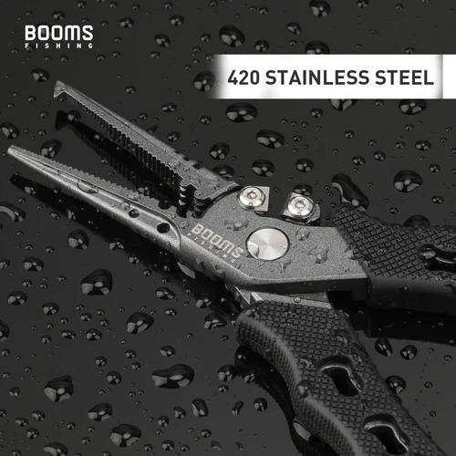 Imagen 2 del producto Booms F07 Alicates para quitar anzuelos, alicates de anillo dividido, herramientas de agua salada de acero inoxidable de 7,3 pulgadas con cordón y funda