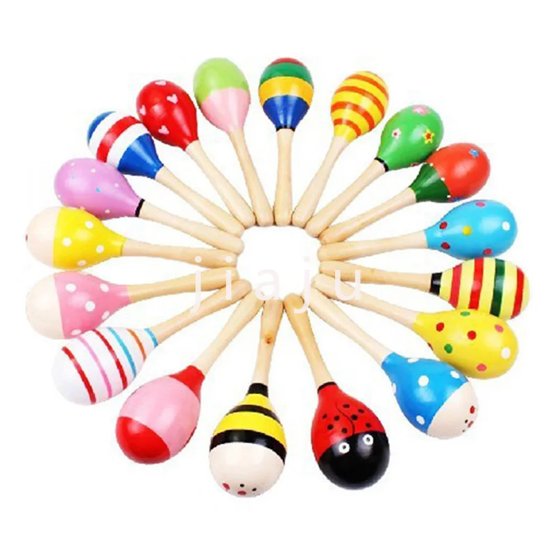 Maracas madera colores para bebé, instrumento Musical, sonajero, agitador, juguete de fiesta, regalo para niños pequeños, 1 ud.