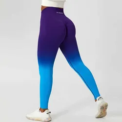 Pchee Bum Women Leggings Gradient Seamless Yoga Pants Gym Running Workout Tight Pants High Waist Butt Lifting Wear Fitness Pants