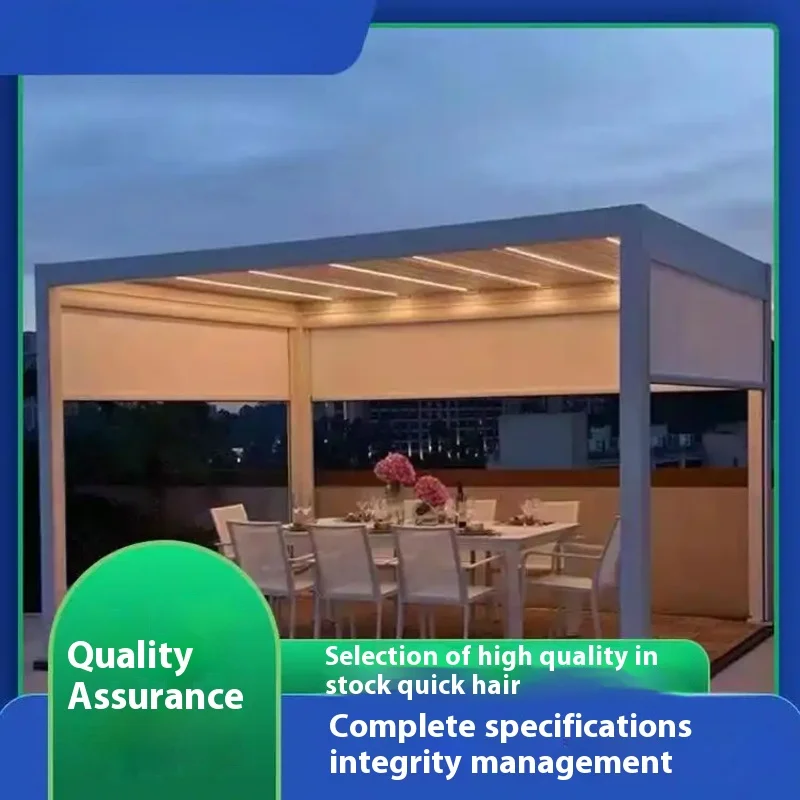 Backyard Garden Shade Electric Aluminum Canopy Gazebo Pergola Electric Outdoor Garden Canopy Arches Rainproof Gazebo Gazebo Pavi