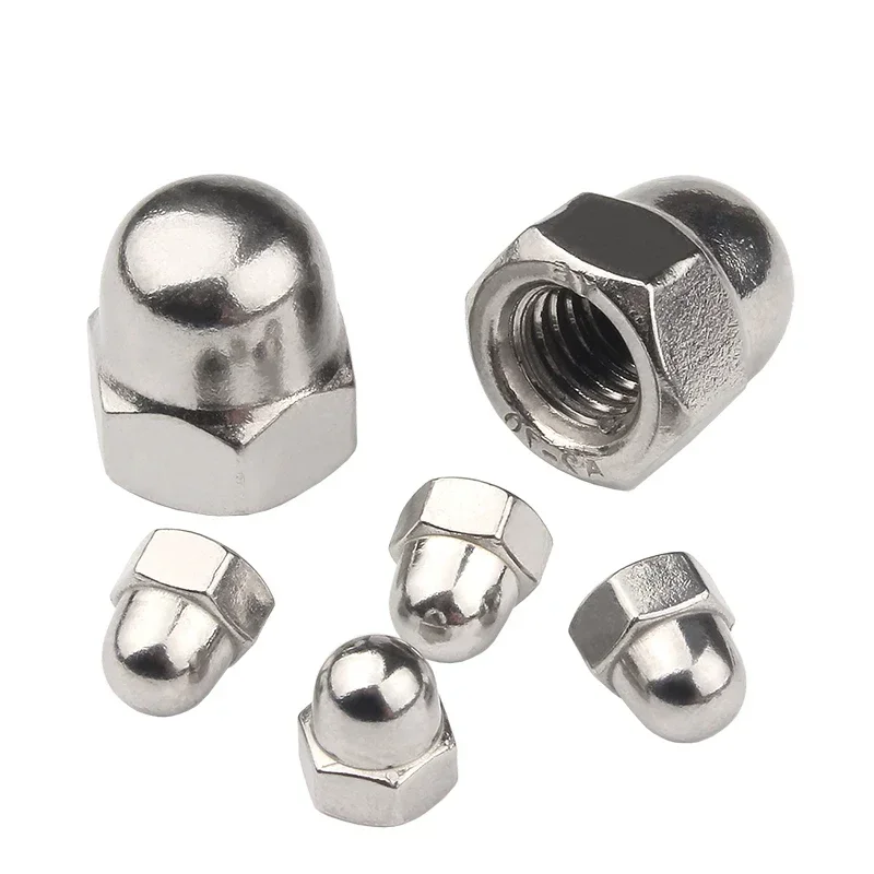 M3 M4 M5 M6 M8 M10 M12 M14 - M24 304 / 316 Porca sextavada de aço inoxidável Porcas de bolota Tampa decorativa Porcas de tampa de cúpula