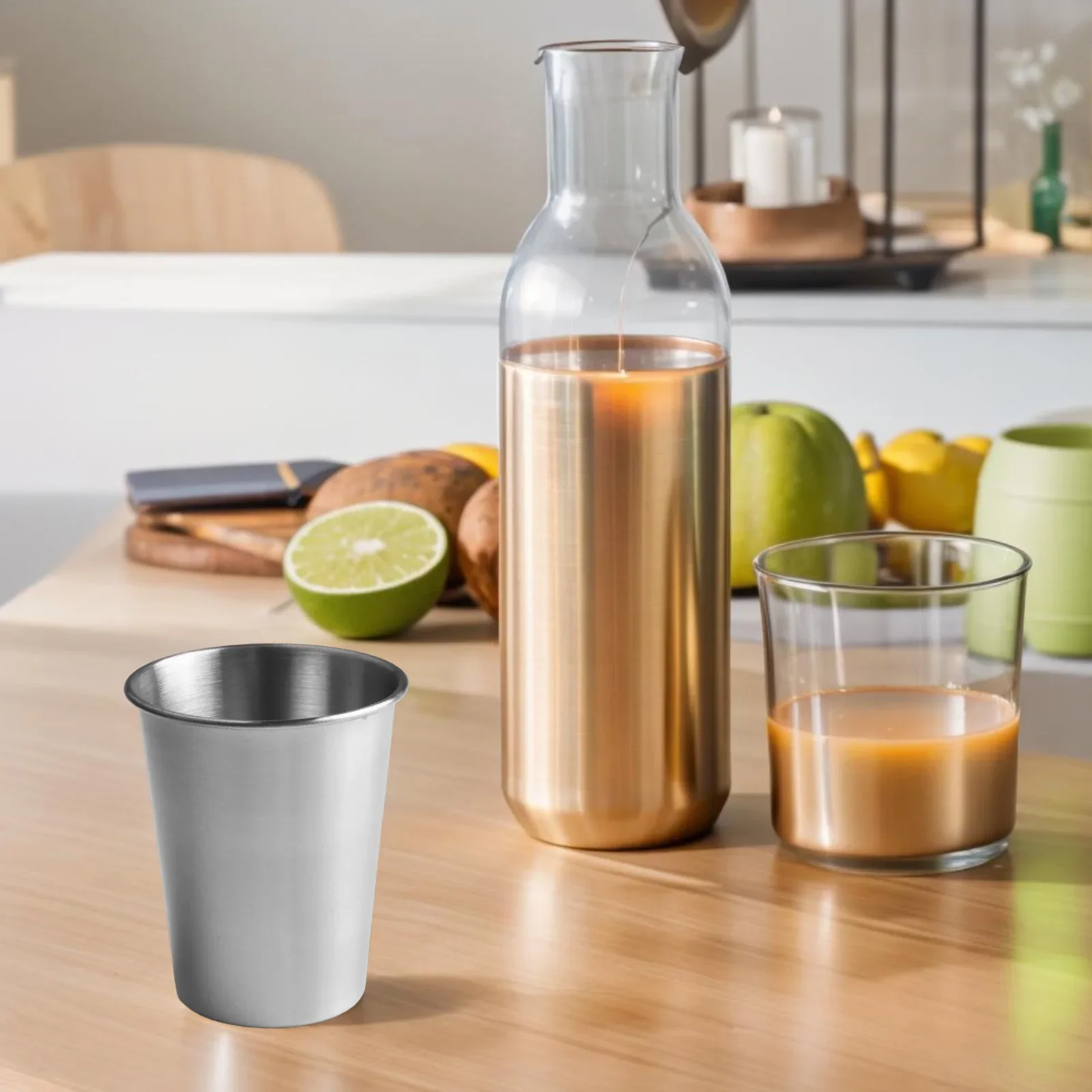 Convenient Stackable Design Set of Ten Lightweight Stainless Steel Mugs with a Generous Capacity of 350ML Each