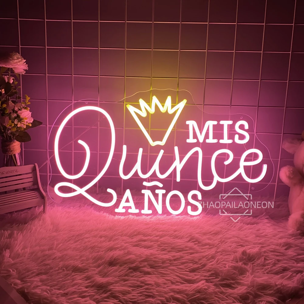 

Mis Quince Anos Neon Sign Spanish Birthday Decoration Wall Hanging Neon Led Sign Birthday Gift Party Decor Room Neon Night Light