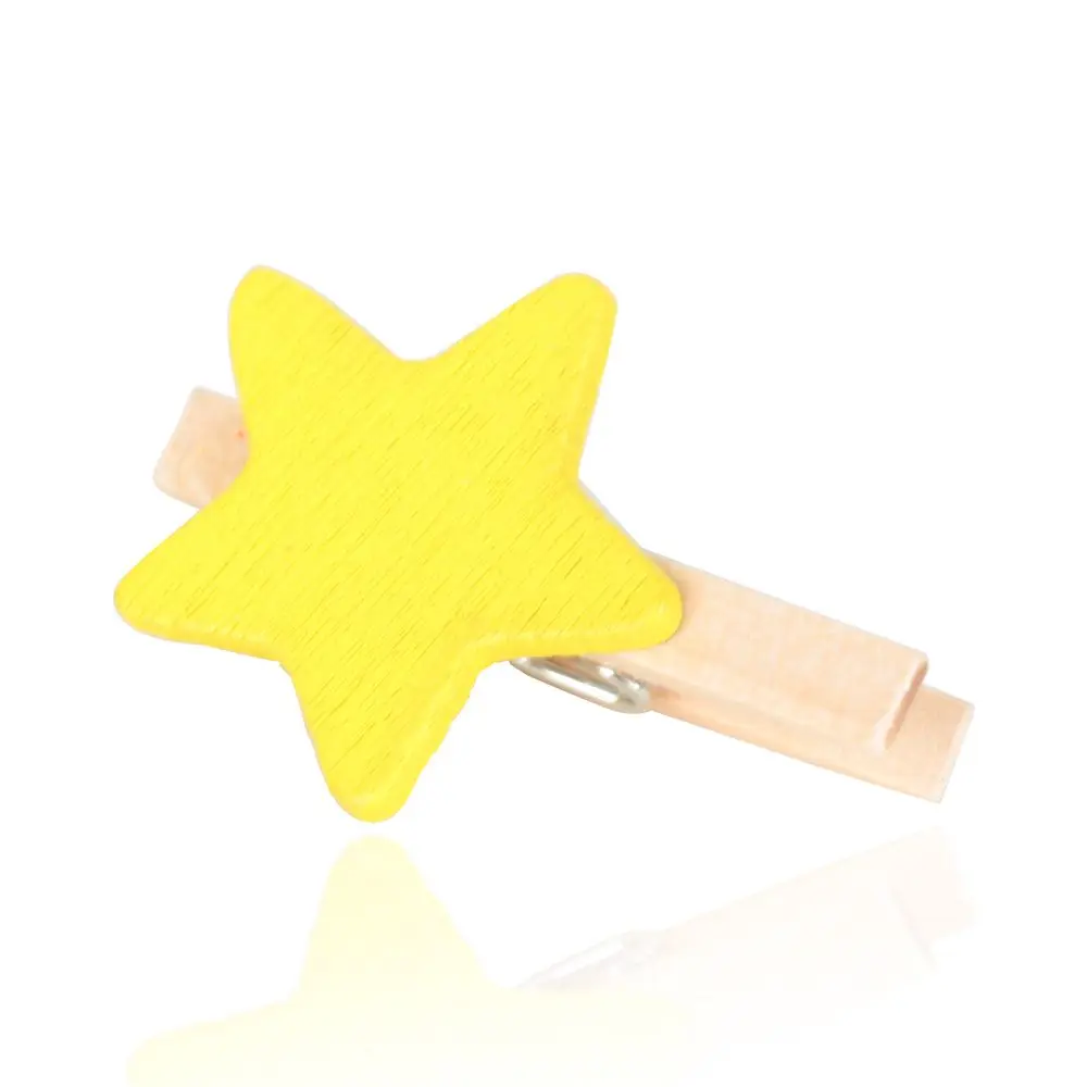 Mini Colorido Estrela De Madeira Craft Clips, Cartão, Foto, Papel, Peg, Prendedor de Roupa, 50Pcs