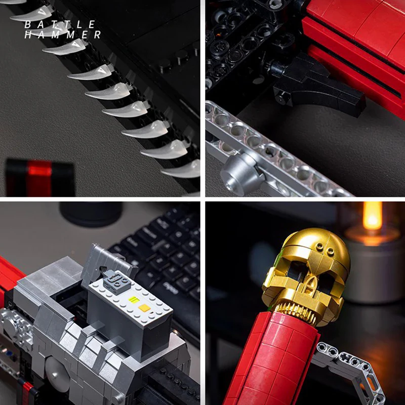 Bloques de construcción de espada de cadena eléctrica MOC de película, 1818 Uds., conexión de motosierra, armas de potencia, bloques de modelismo, juguetes creativos para montar, regalo