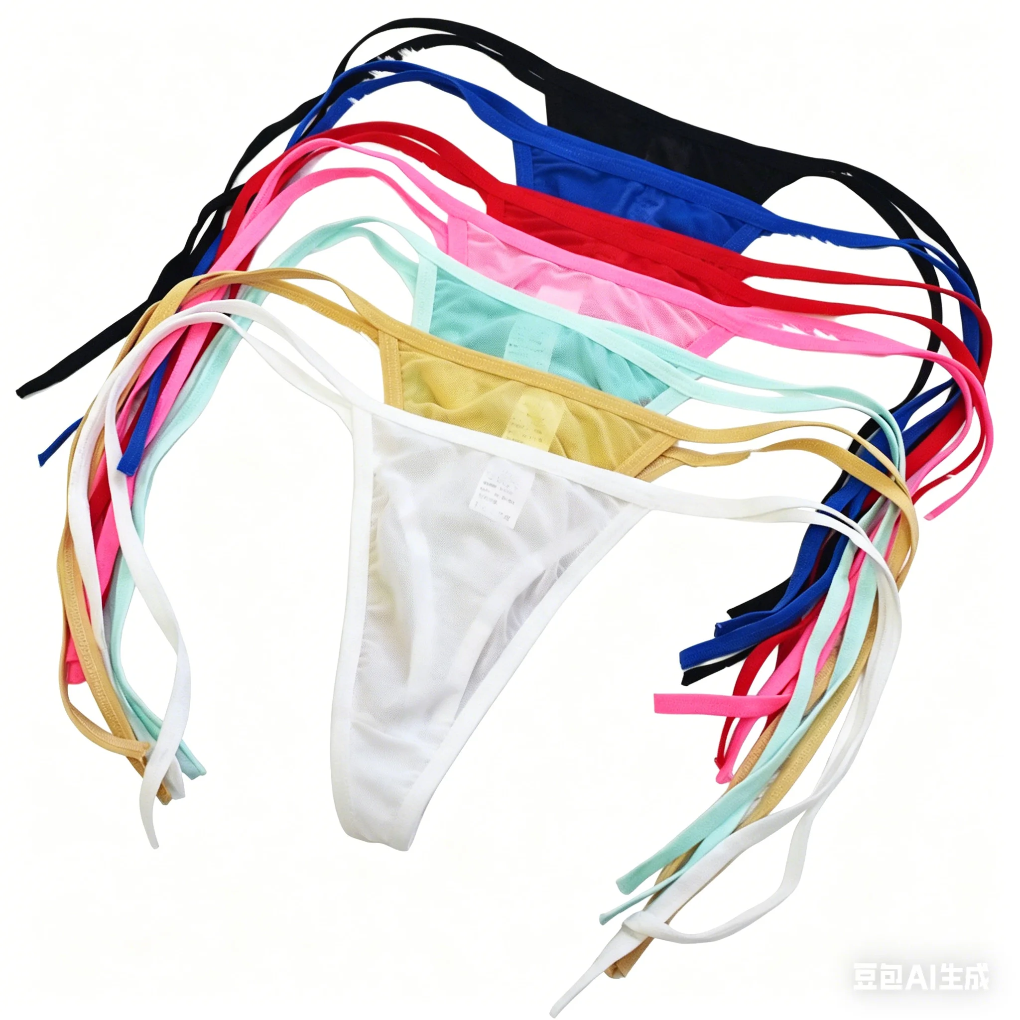 7 Color Sheer Mesh Thong Set for Couple Sexy Tie-Side String Bikini Romantic Valentine's Day Gift (2 Pieces) Transparent Panties
