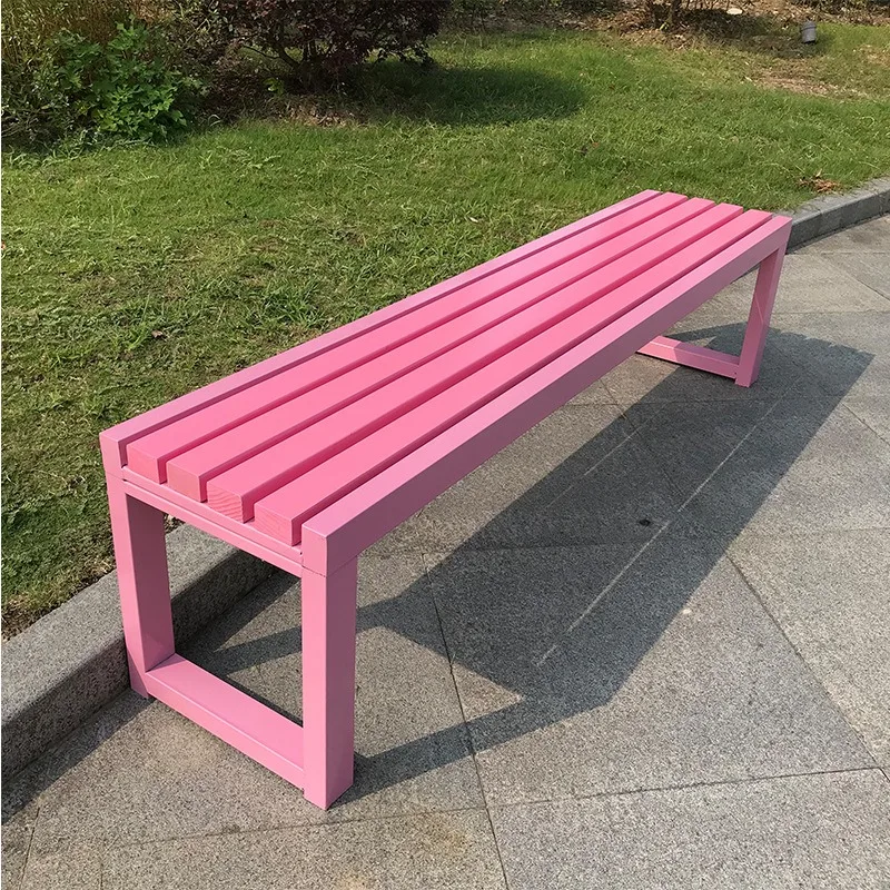 Internet-famous Pink Bench with Backrest Bench, Fully Wrought Iron Park Chair Outdoor Window Under-window Seat, Garden Furniture