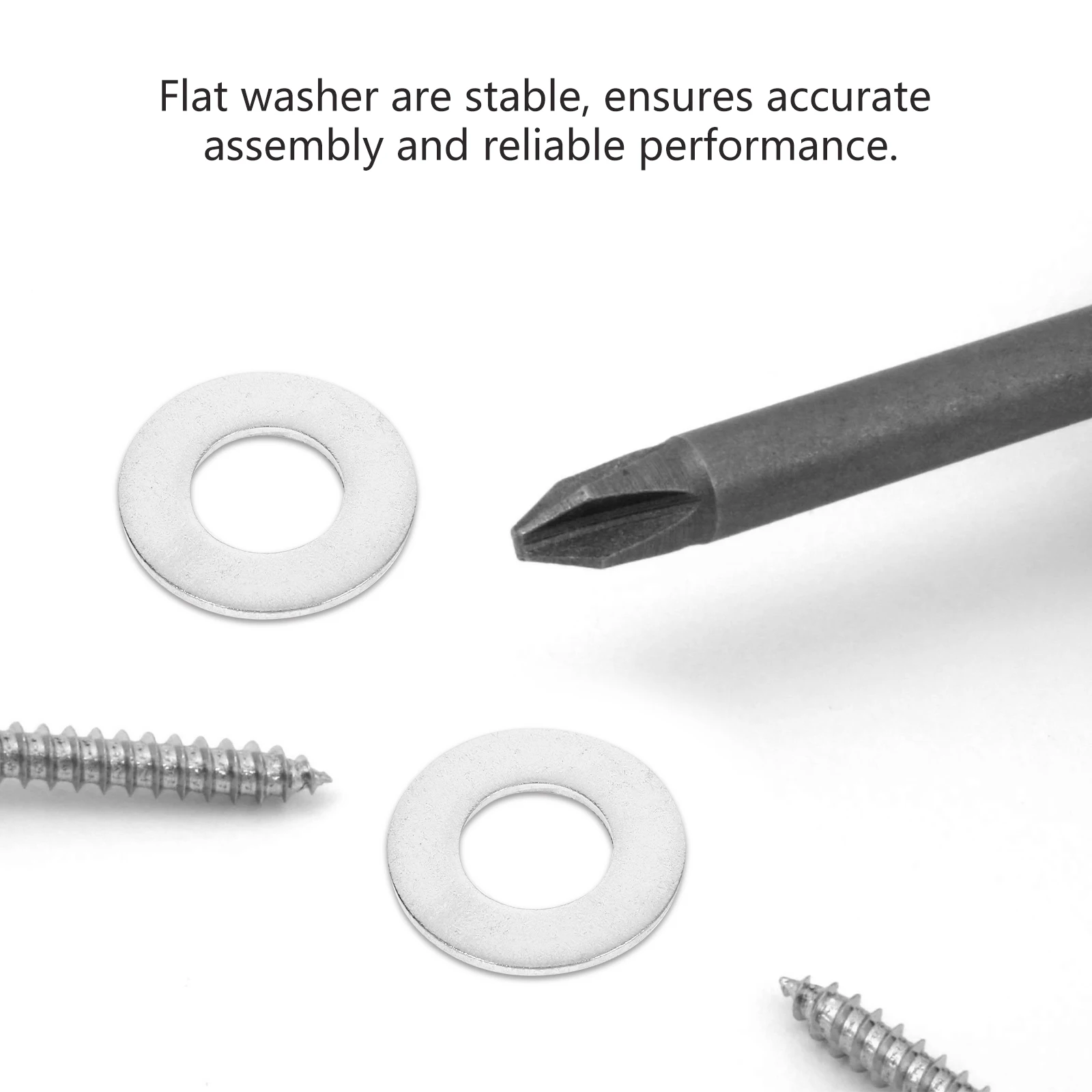 

50pcs Stainless Steel Flat Washers 3/8 Inch 304 Durable For Equipment Repair Washer Set Metal Gaskets Fasteners