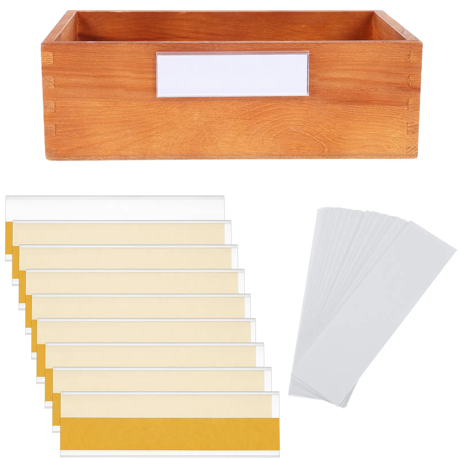 

100Pcs Transparent Self-Adhesive Label Holder for Wire Shelving Drawer Storage Bins Kitchen Supermarket Shelf Tags PVC