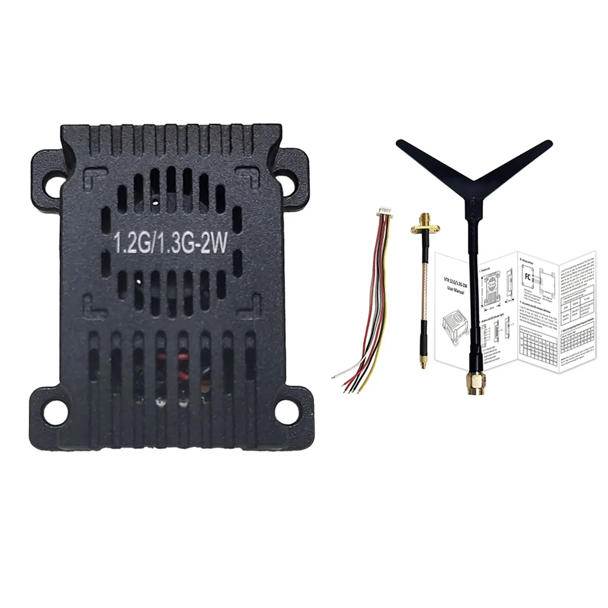 

1.2G 1.3G 2W VTX 9 Channels 2000mW FPV Video Transmitter 7-36V for FPV RC Racing Drone