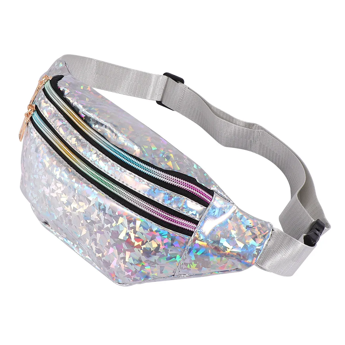 

1Pcs Waterproof Sequin Waist Bag for Women Stylish Cross Body Chest Bag Zipper Running Fashion Casual Travel Waistpack