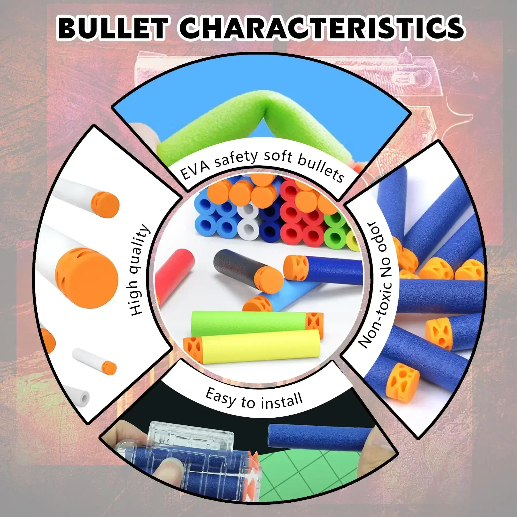 YRefill Waffle Darts متوافقة مع مسدسات لعبة Nerfs Elite Guns Series Blasters، رصاصات EVA، لعبة فريق الحفلات، 7.2 × 1.2 سم