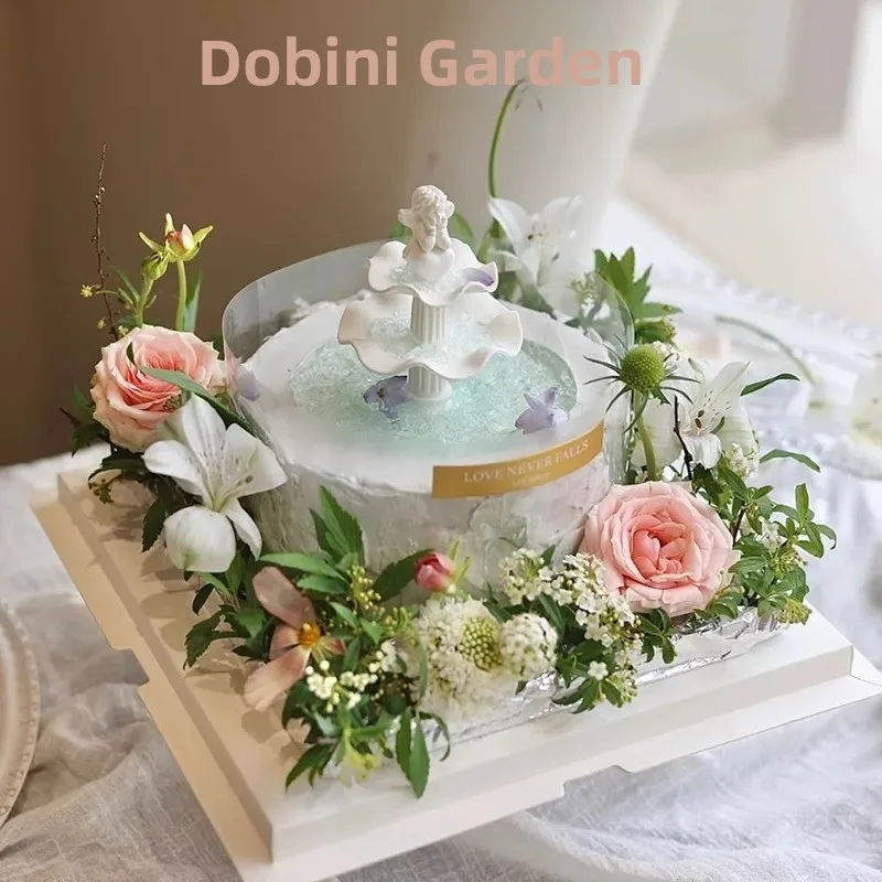 ng Pool Little Angel Birthday Cake Decoration Silicone Vintage Water Column Fountain  Mold Sugar Art Mould