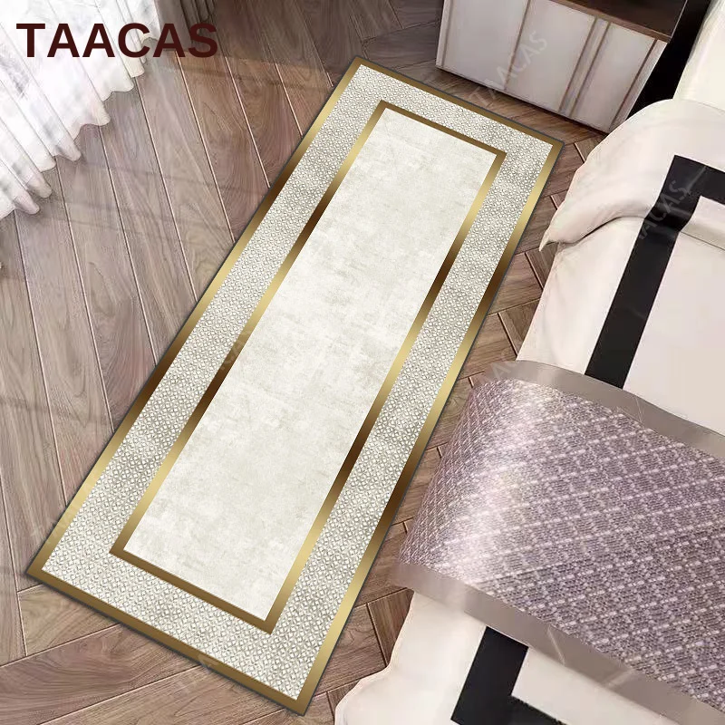 Gold Carpet Luxury Rug For Bedroom Runner Long Hallway Carpet Rectangle Border Modern Decoration Home Bedside Kitchen Floor Mat