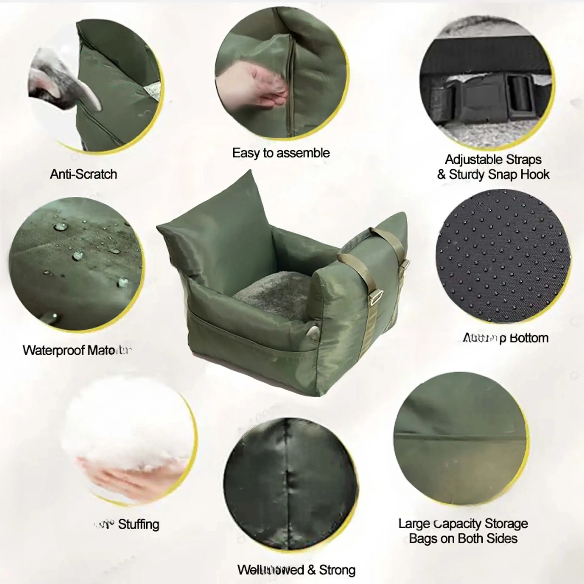Car kennel waterproof, non-slip and dirt-resistant dog seat removable handbag Car dual-purpose travel pet bag