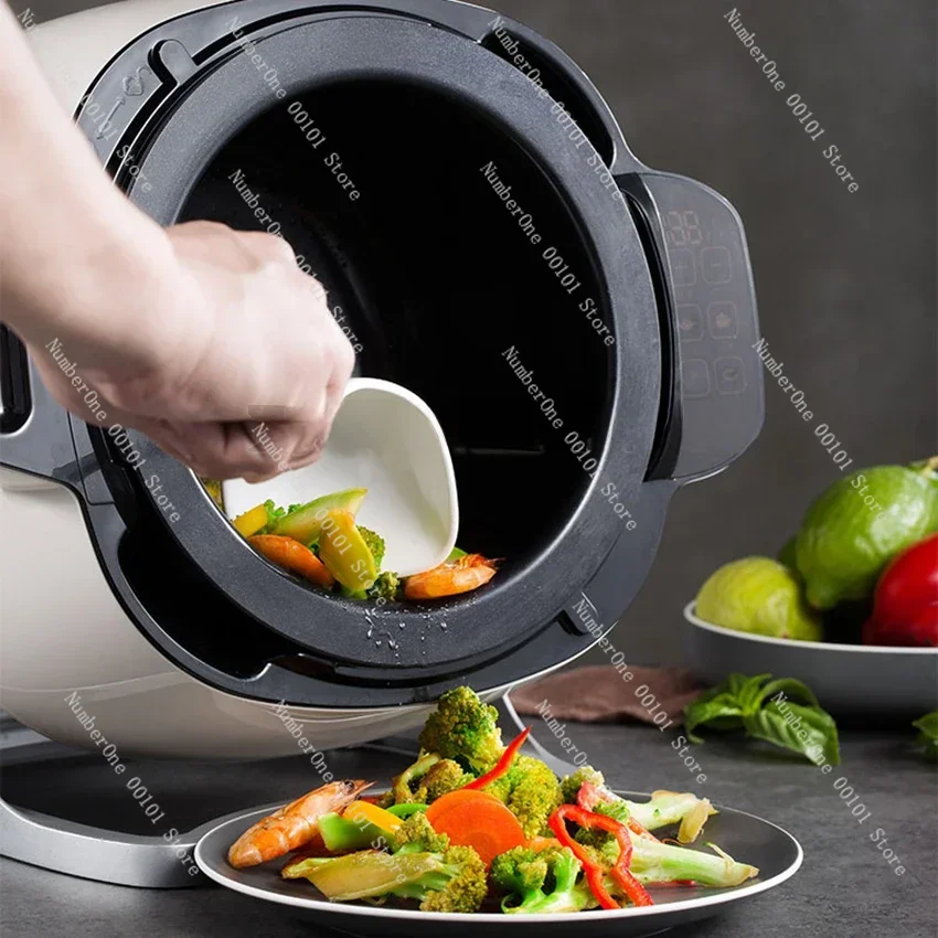 6L Multi Cooker Full Automatic Intelligent Cooker Stir Frying Cooking Machine Non-stick Cooking Wok Pot Touch Panel Cooker Robot