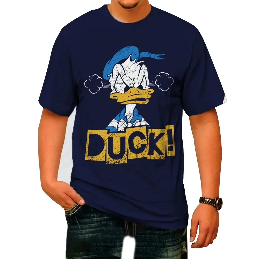 MINISO Boys Girls T-shirts Donald Duck Men's T-shirts 3D Print New Short Sleeve Disney Men's T-shirts Oversized Men's Clothing