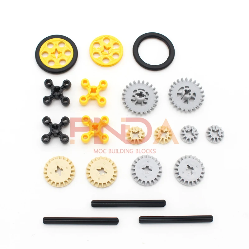MOC Accessory Bulk Multiple Sizes Gear Cross Building Blocks BricksAccessories Combination Mechanical with High-Tech Cross Alxe