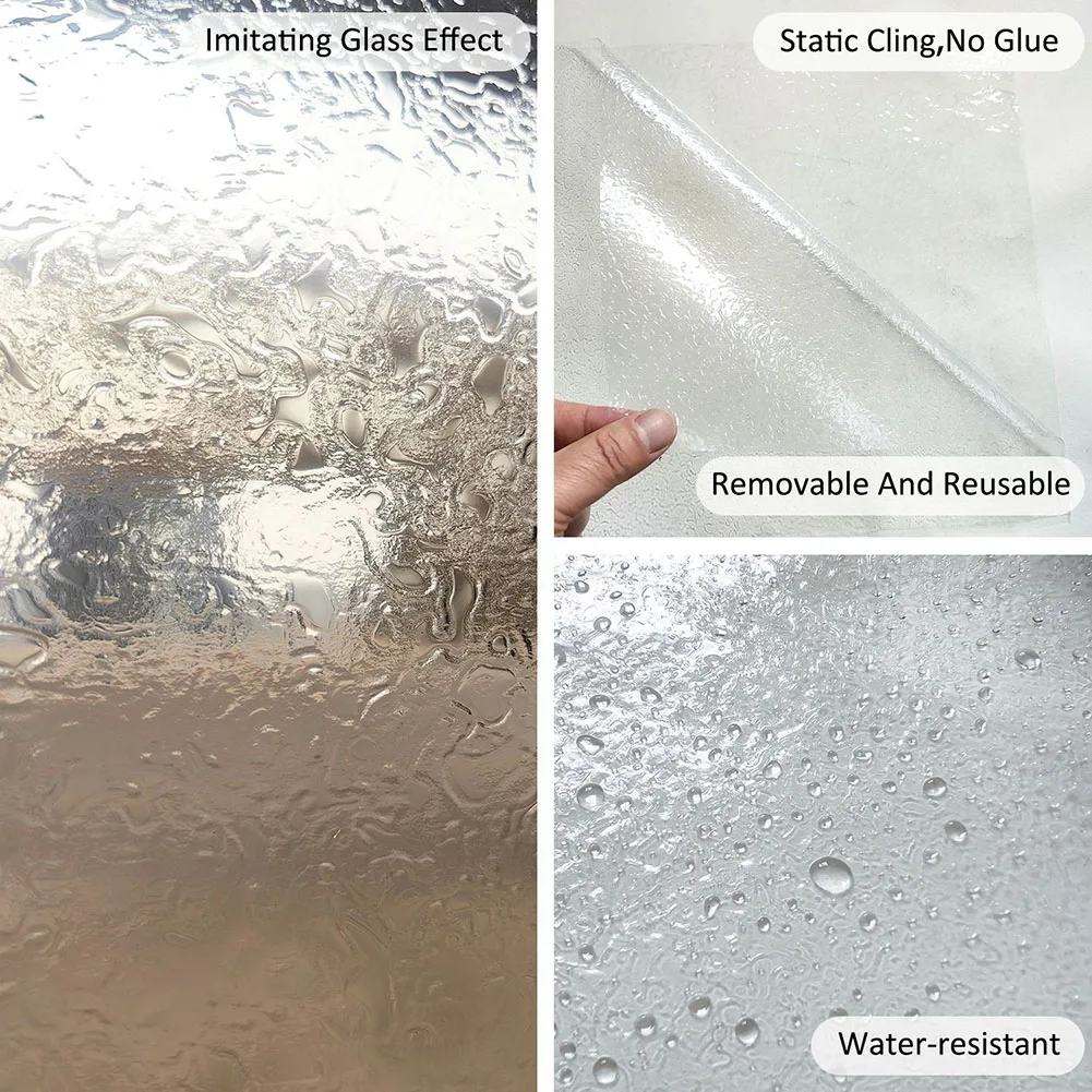 

Heat Control Privacy Film Bathroom Decor Non-adhesive Easy To Apply Blocks Harmful Rays Temperature Regulation As Shown