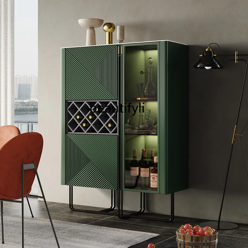 

HJ Wine Cabinet Modern Simple and Light Luxury Villa Living Room Stone Plate Tall Wine Cabinet