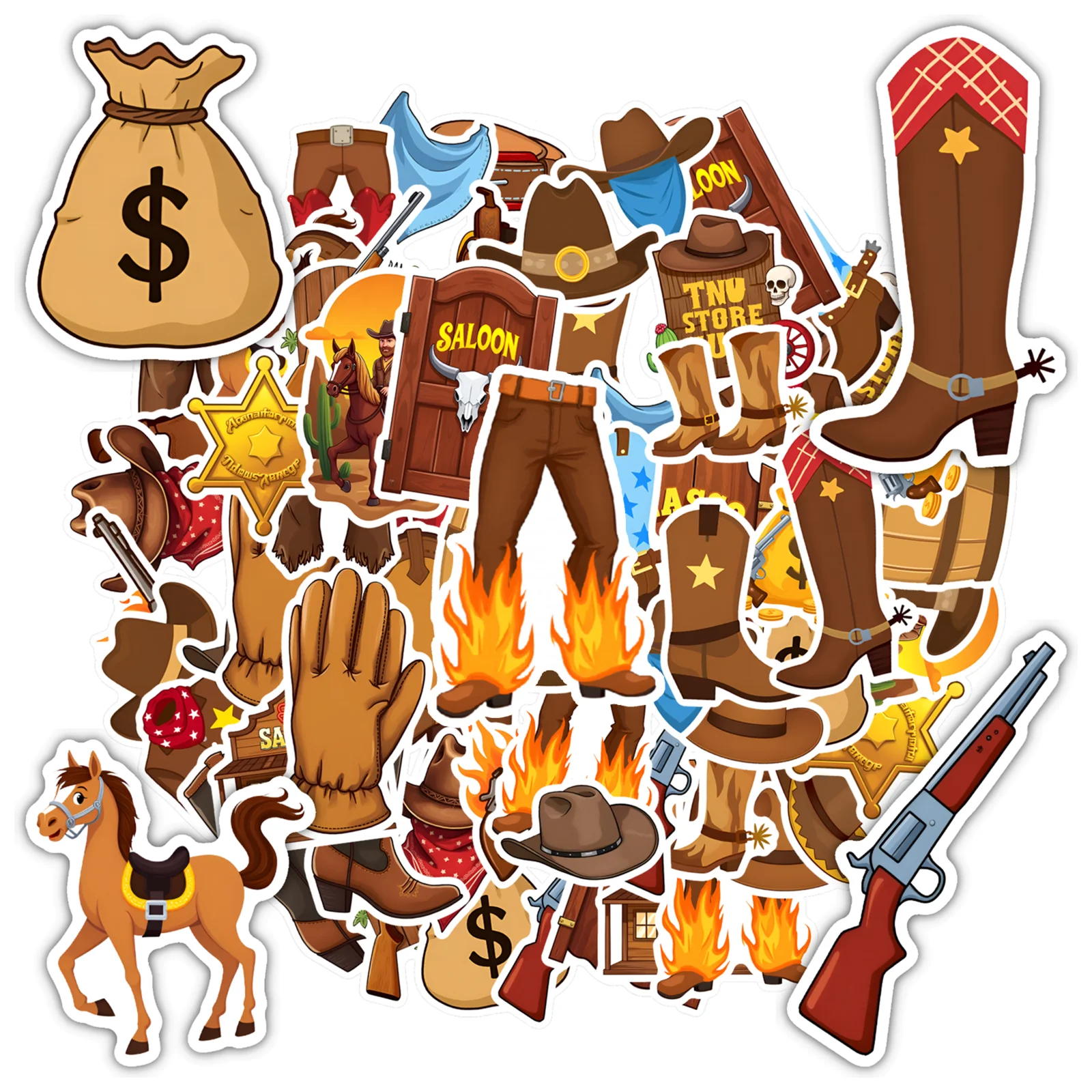 

35 шт.-50 шт., игривые наклейки в стиле вестерн, забавные наклейки на ранчо, наклейки для приключений для ноутбука, багажа, скрапбукинга, дневника