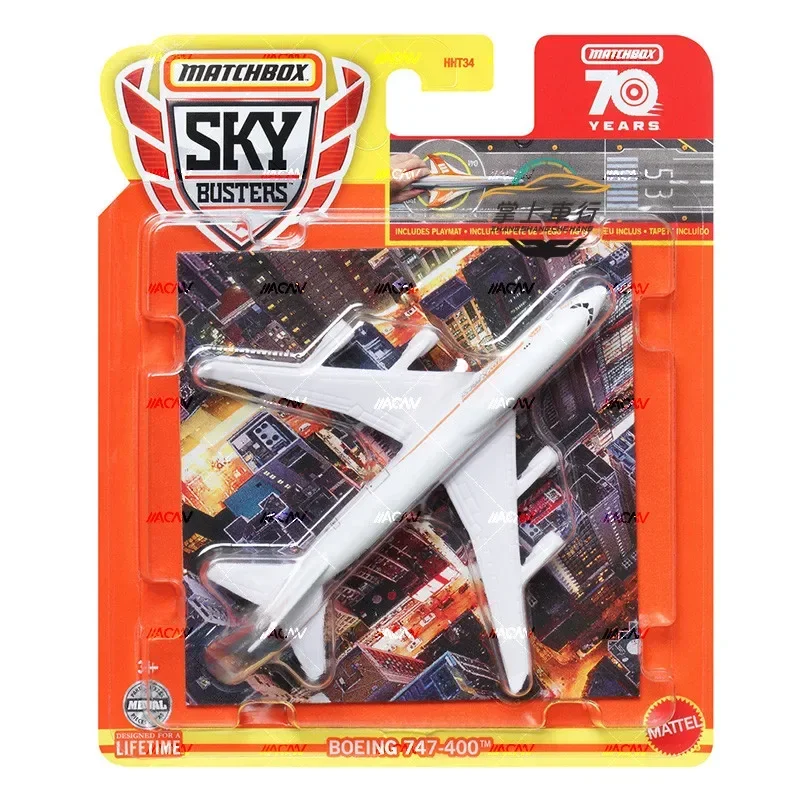 Original Mattel Toys Matchbox Car Sky Buster 70 Years Space-X Dragon River Flyer Boeing 747-400 Vehicle Model Toy for Boys Gift