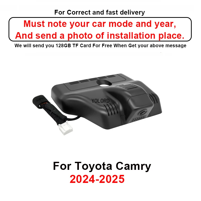 4K التوصيل والتشغيل WIFI داش كام 4K 2160P سيارة DVR OEM نمط مسجل فيديو لتويوتا كامري 9th XV80 / 8th Gen (XV70) 2021-2025