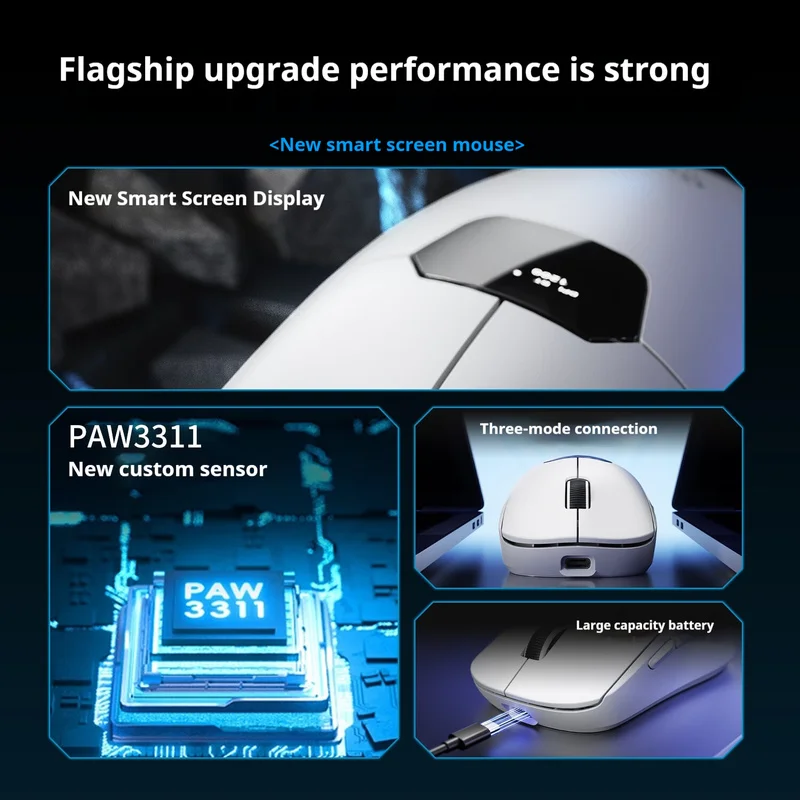 AULA SC390 Gaming Mouse Smart Screen Display Three-mode PAW3311 Lightweight Long Battery Life E-sport Mouse Customized PC Mice