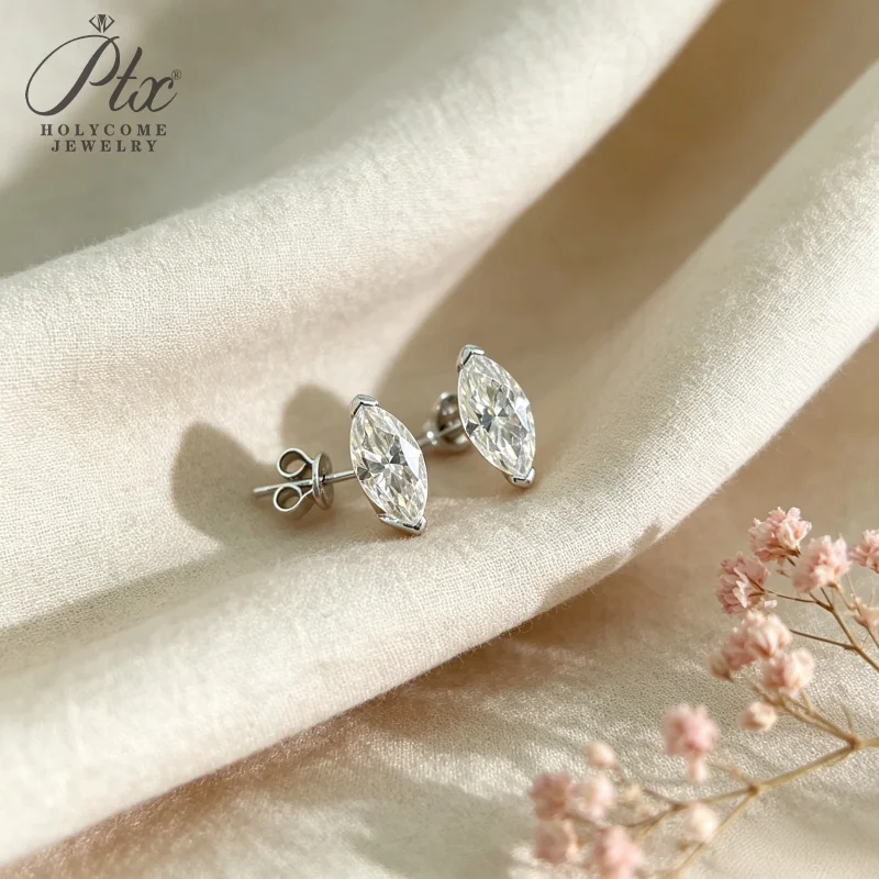 Moissanite Earrings Marquise Cut White Color VVS1 with GRA Certificate Direct Factory Sale Versatile & Ideal as Luxury Gifts