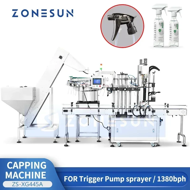 ZONESUN ZS-XG445A Automatic Servo Motor Capping Machine Trigger Sprayer Bottle Articulating Jaw Capper